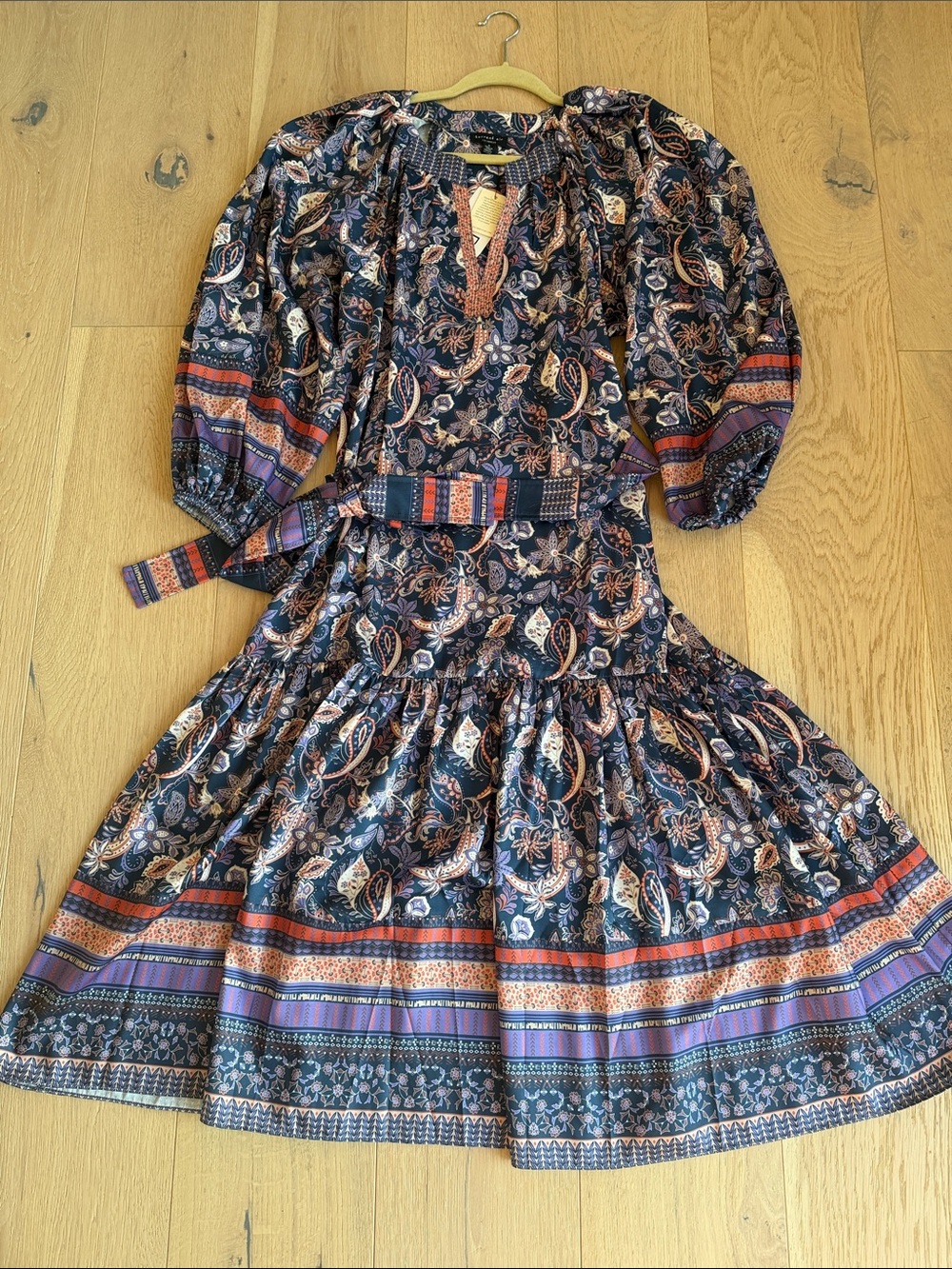 NWT Avara Navy Floral Paisley Midi Dress size small
